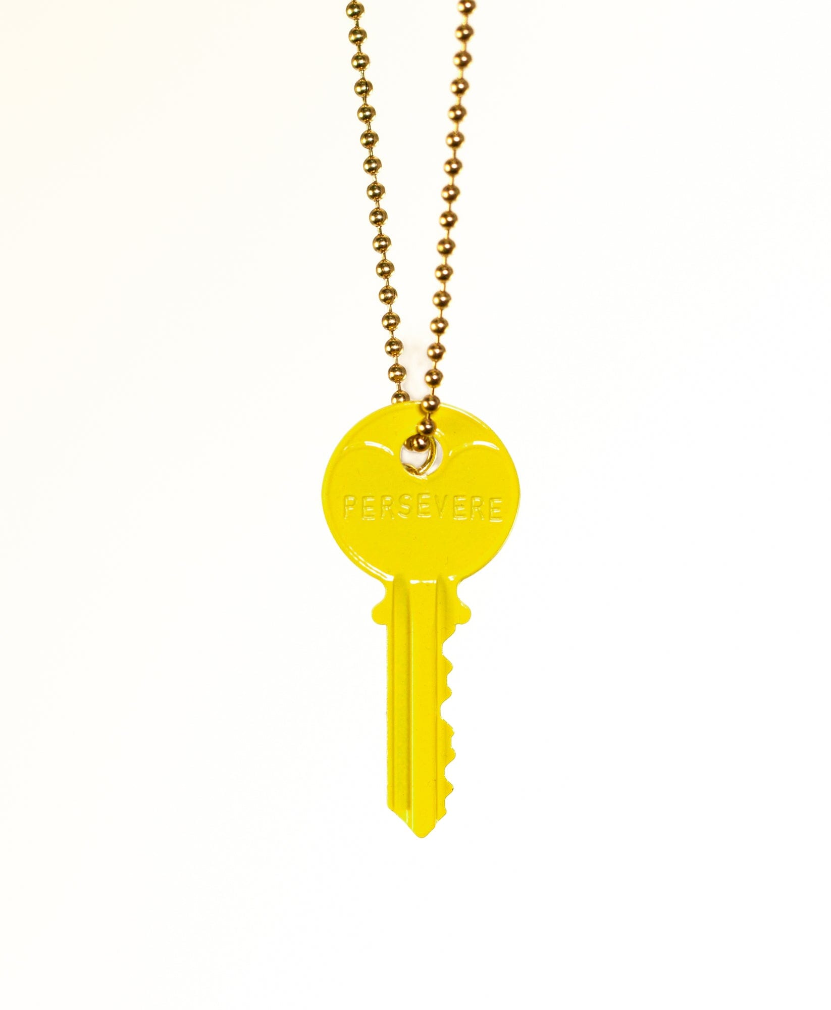 15 Year Anniversary PERSEVERE Yellow Classic Ball Chain Necklace Necklaces The Giving Keys Gold Persevere 