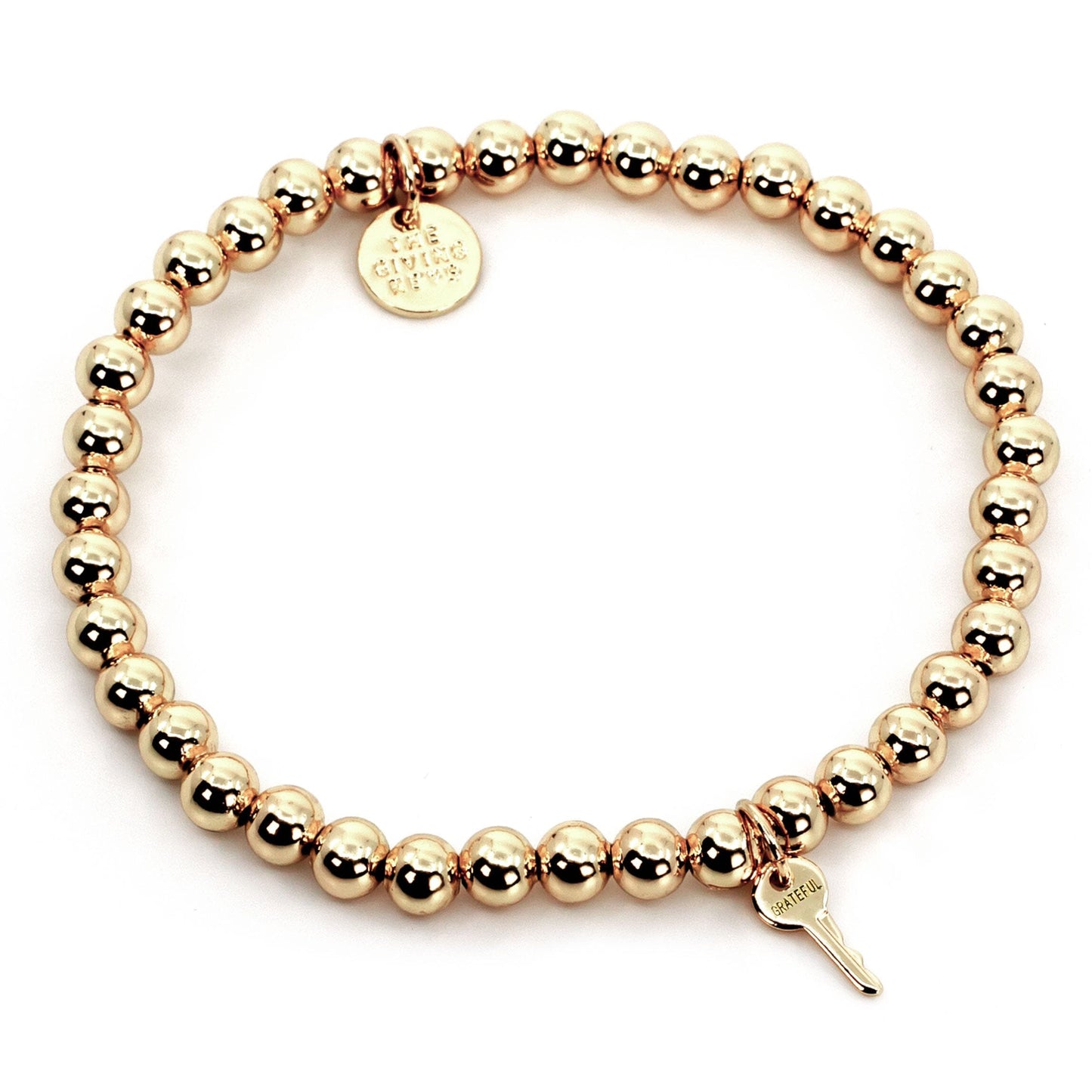 Metallic Bead Bracelet Bracelets The Giving Keys GRATEFUL GOLD 