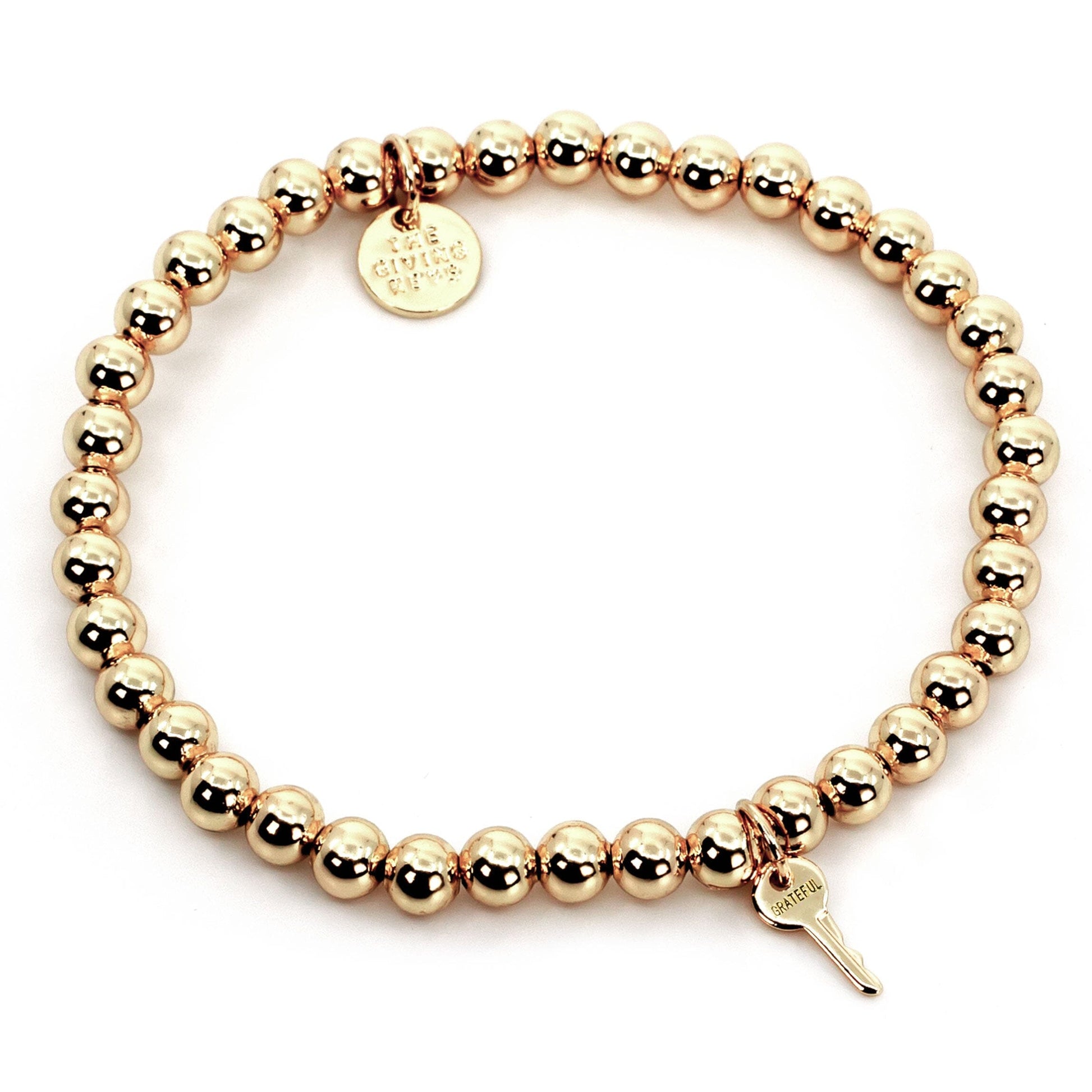 Metallic Bead Bracelet Bracelets The Giving Keys GRATEFUL GOLD 
