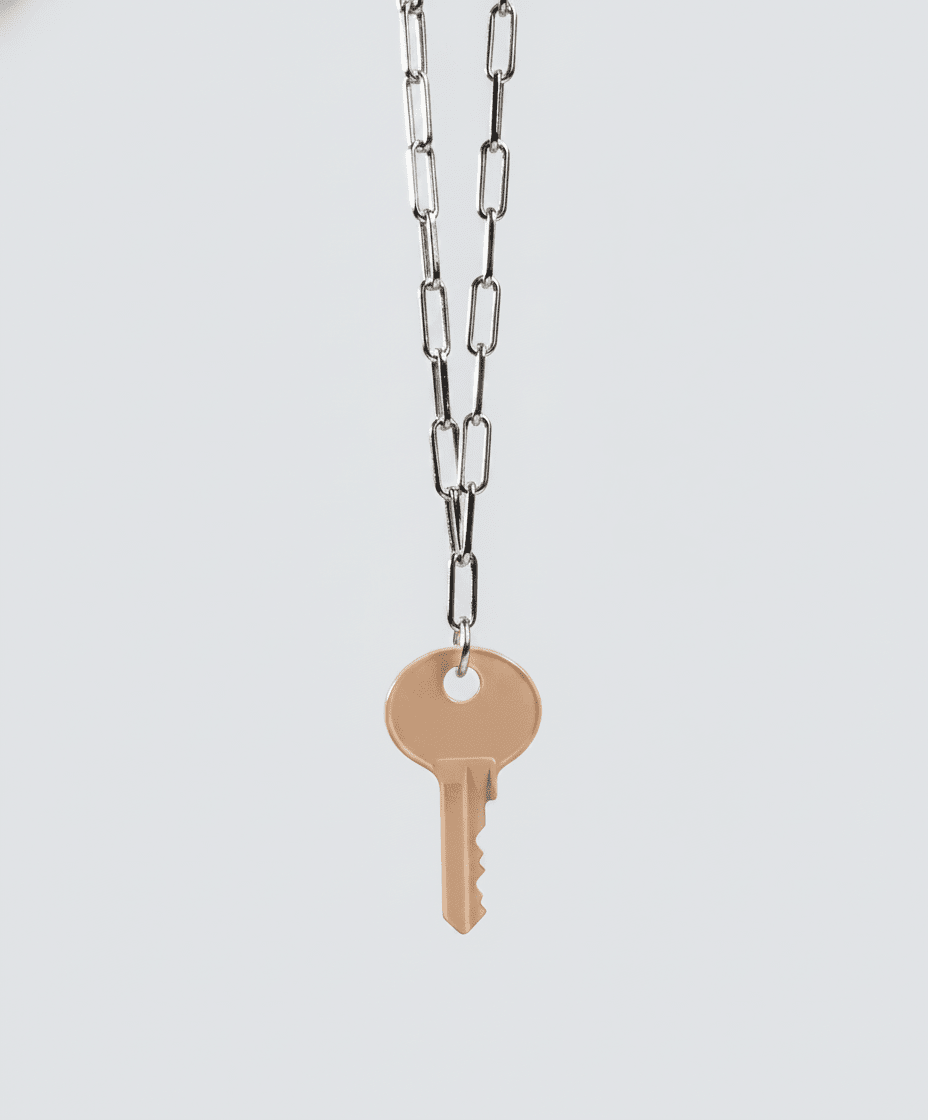 Color Dainty Emily Key Silver Brooklyn Chain Necklace Necklaces The Giving Keys Beige 