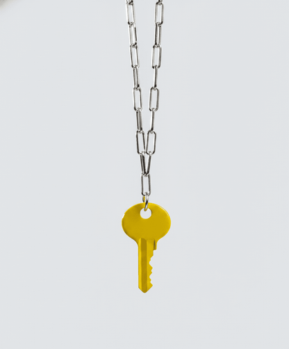 Color Dainty Emily Key Silver Brooklyn Chain Necklace Necklaces The Giving Keys Bright Yellow 