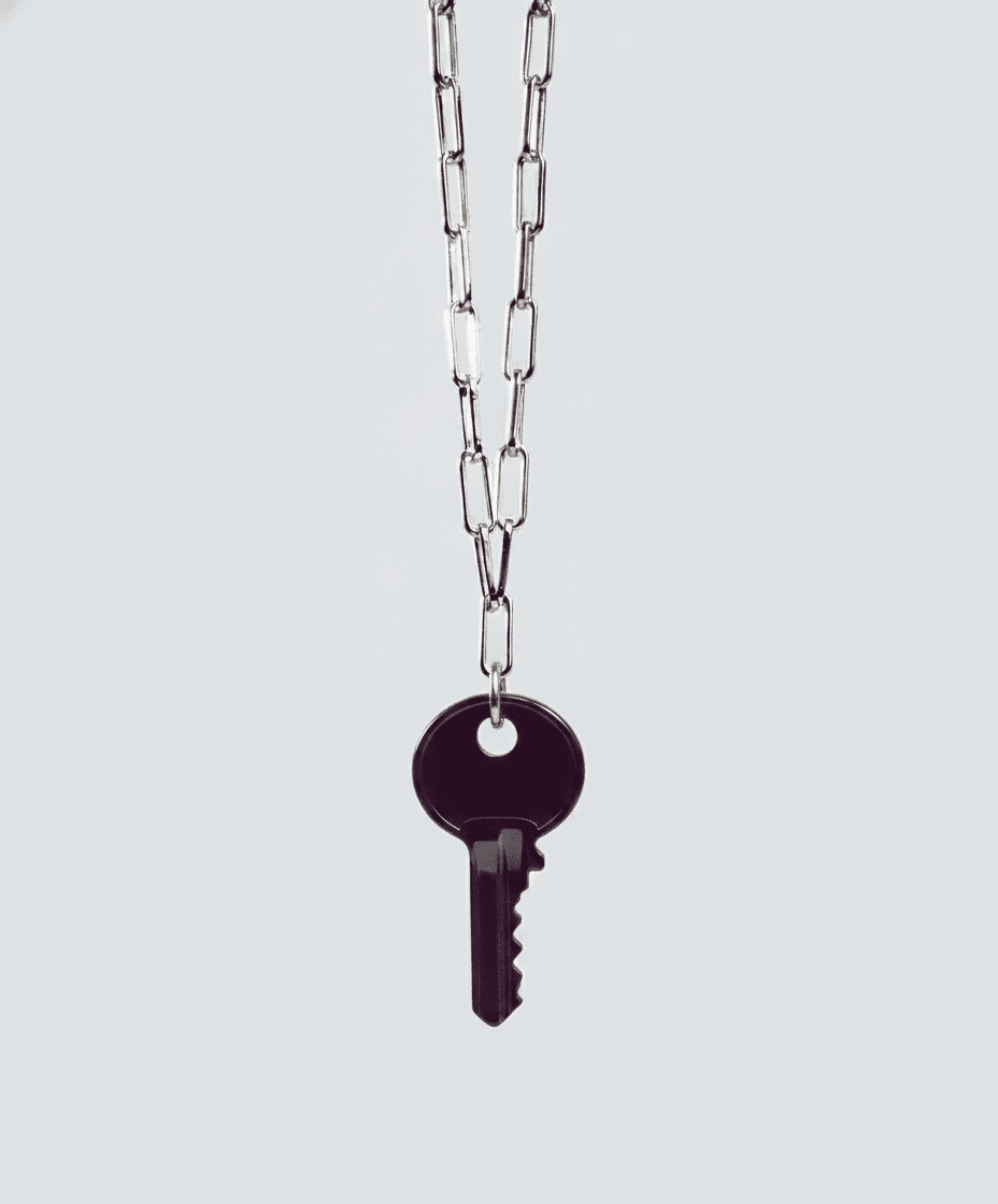 Color Dainty Emily Key Silver Brooklyn Chain Necklace Necklaces The Giving Keys Dark Purple 