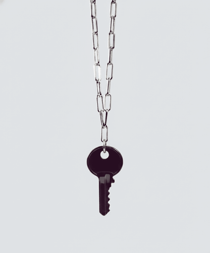 Color Dainty Emily Key Silver Brooklyn Chain Necklace Necklaces The Giving Keys Dark Purple 