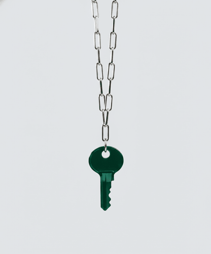 Color Dainty Emily Key Silver Brooklyn Chain Necklace Necklaces The Giving Keys Emerald Green 