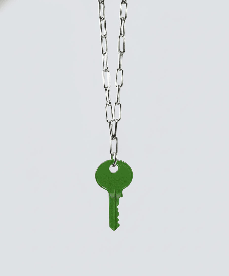 Color Dainty Emily Key Silver Brooklyn Chain Necklace Necklaces The Giving Keys Green 