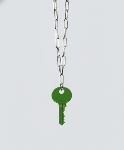 Color Dainty Emily Key Silver Brooklyn Chain Necklace Necklaces The Giving Keys Green 