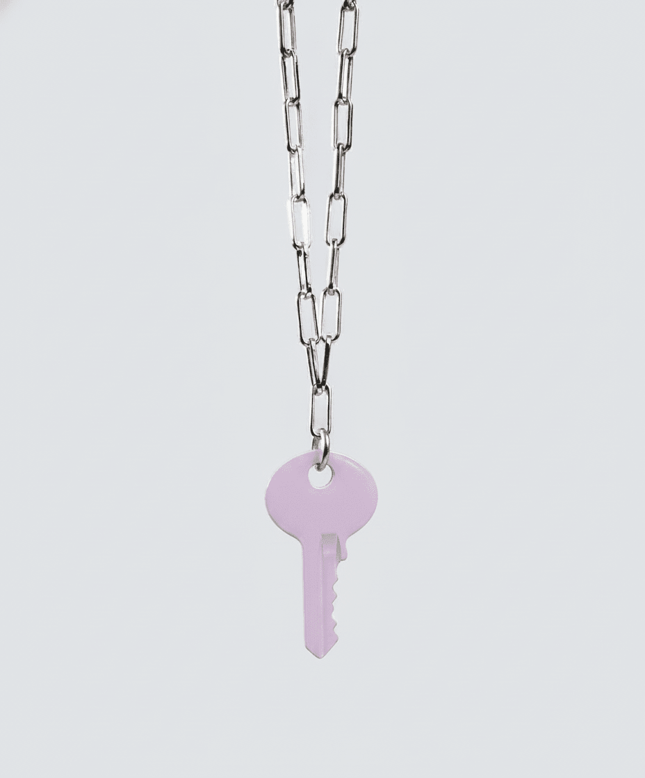 Color Dainty Emily Key Silver Brooklyn Chain Necklace Necklaces The Giving Keys Lavender 
