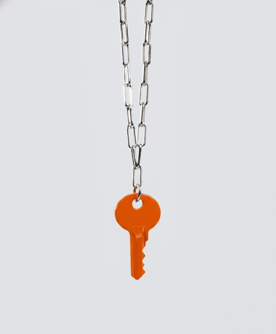 Color Dainty Emily Key Silver Brooklyn Chain Necklace Necklaces The Giving Keys Orange 
