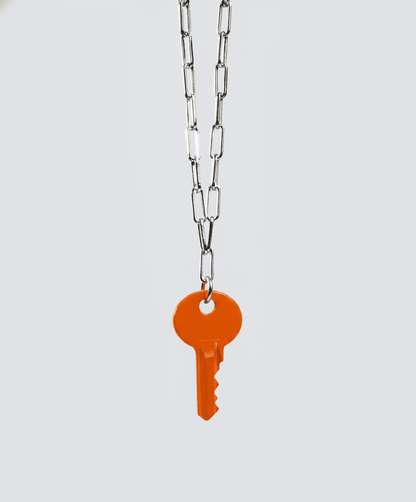 Color Dainty Emily Key Silver Brooklyn Chain Necklace Necklaces The Giving Keys Orange 