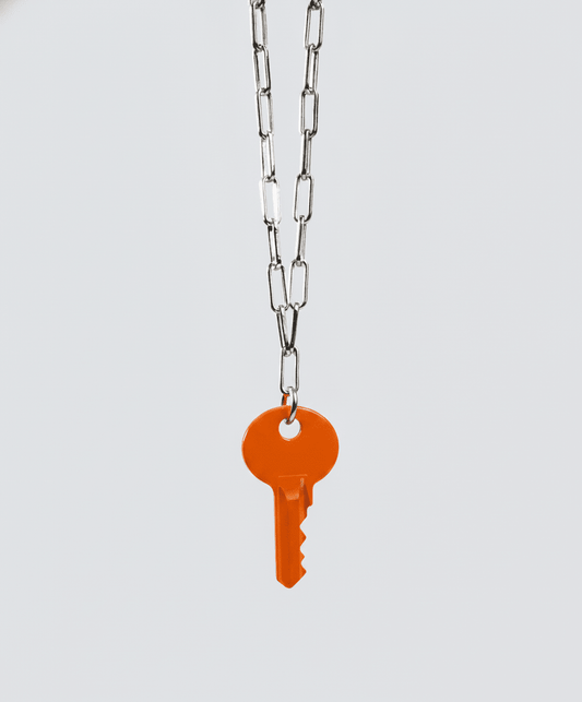Color Dainty Emily Key Silver Brooklyn Chain Necklace Necklaces The Giving Keys Orange 