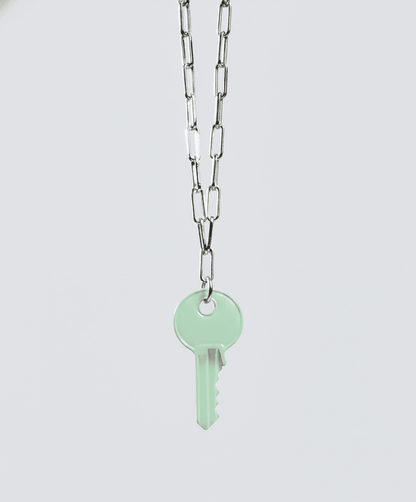 Color Dainty Emily Key Silver Brooklyn Chain Necklace Necklaces The Giving Keys Pastel Green 
