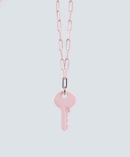 Color Dainty Emily Key Silver Brooklyn Chain Necklace Necklaces The Giving Keys Pastel Pink 