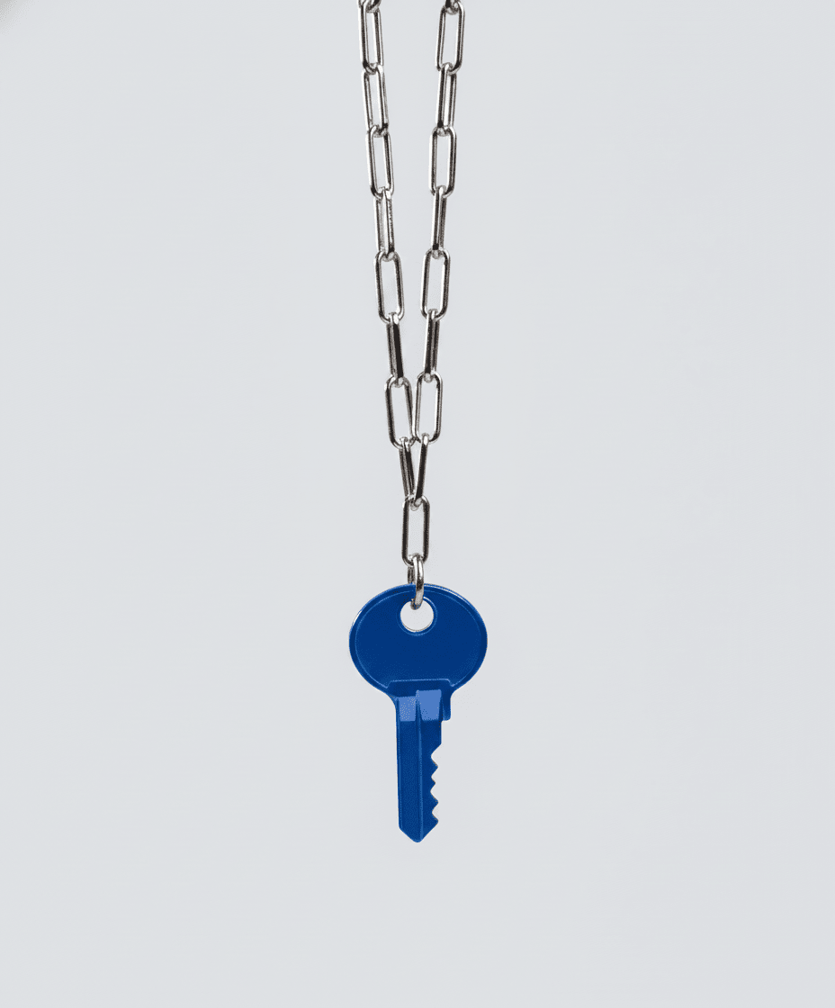 Color Dainty Emily Key Silver Brooklyn Chain Necklace Necklaces The Giving Keys Royal Blue 