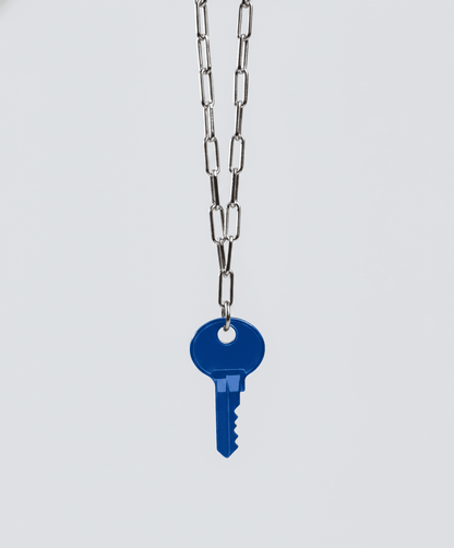 Color Dainty Emily Key Silver Brooklyn Chain Necklace Necklaces The Giving Keys Royal Blue 