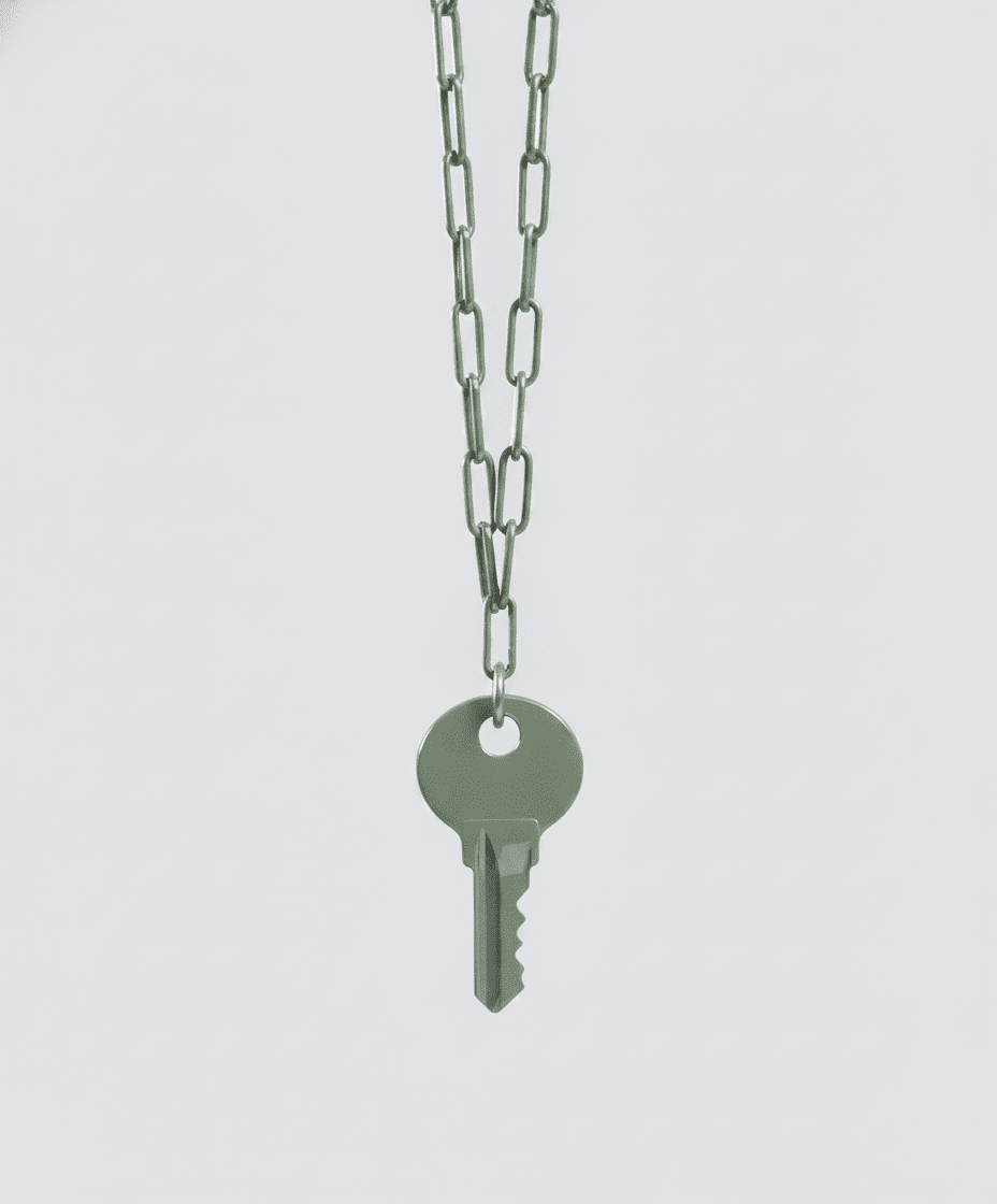 Color Dainty Emily Key Silver Brooklyn Chain Necklace Necklaces The Giving Keys Sage 