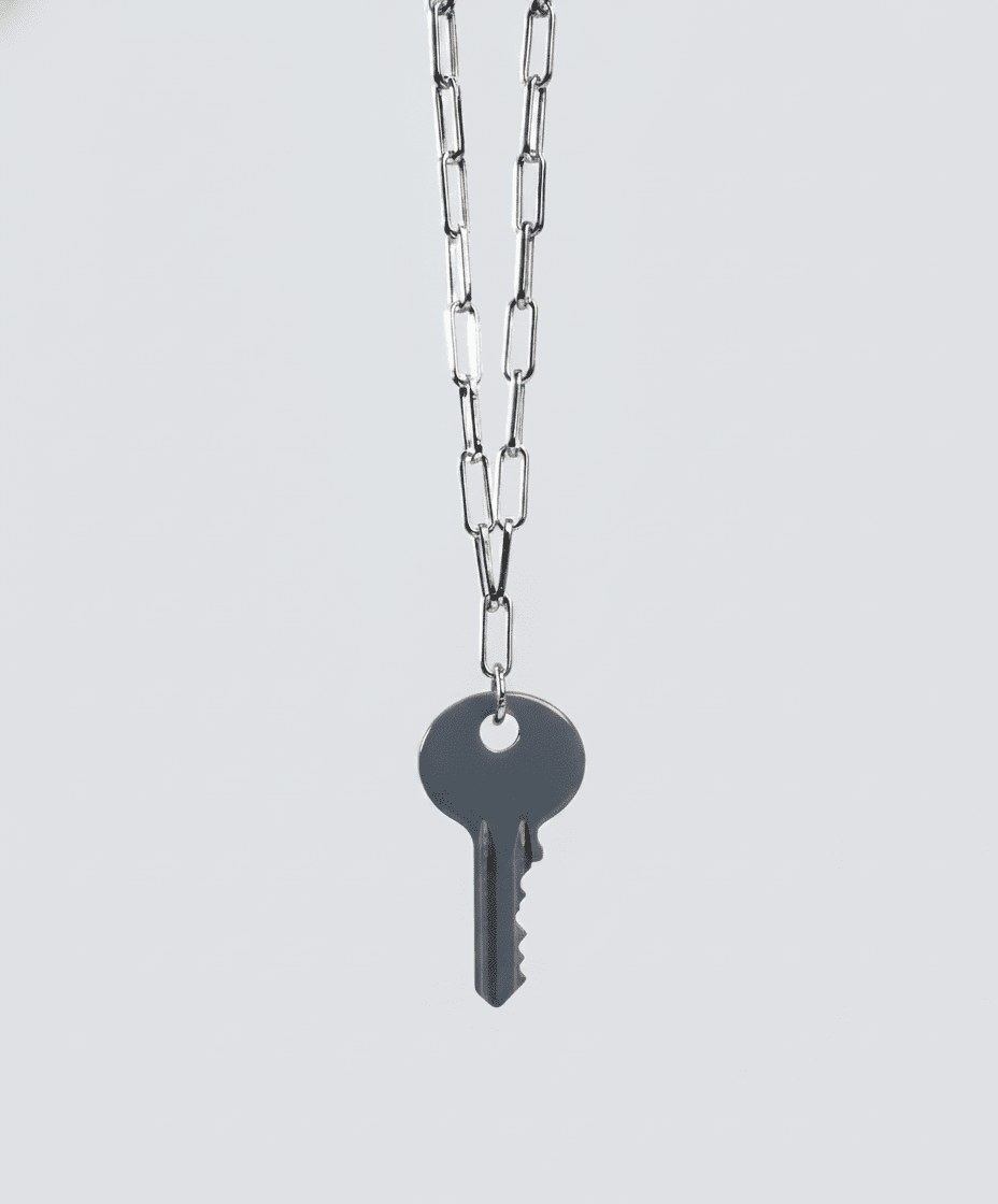 Color Dainty Emily Key Silver Brooklyn Chain Necklace Necklaces The Giving Keys Stormy Gray 