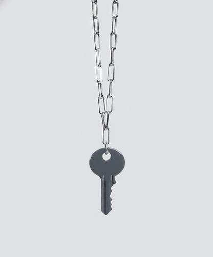 Color Dainty Emily Key Silver Brooklyn Chain Necklace Necklaces The Giving Keys Stormy Gray 