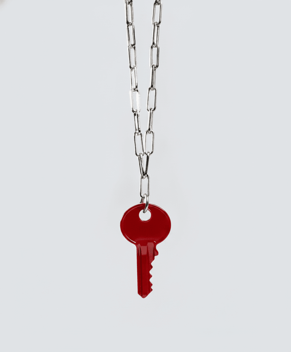 Color Dainty Emily Key Silver Brooklyn Chain Necklace Necklaces The Giving Keys True Red 