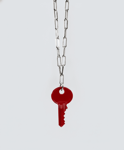 Color Dainty Emily Key Silver Brooklyn Chain Necklace Necklaces The Giving Keys True Red 