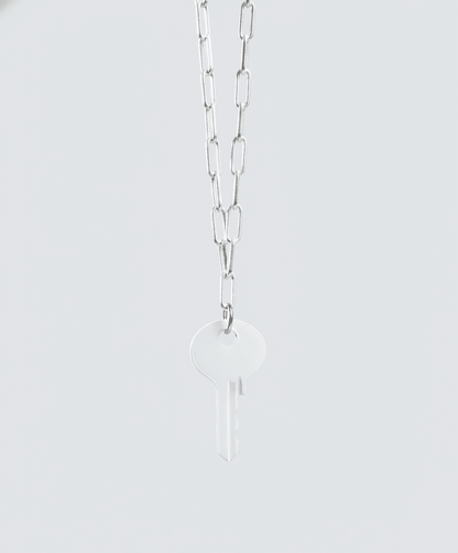 Color Dainty Emily Key Silver Brooklyn Chain Necklace Necklaces The Giving Keys Ultra White 
