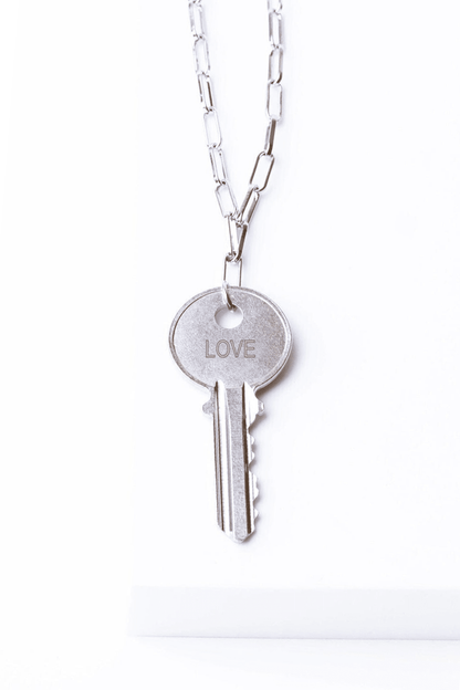 Atticus Classic Key Brooklyn Chain Necklace The Giving Keys LOVE Silver 