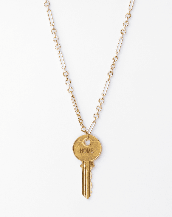 Gold Amalfi Chain Key Necklace with Custom Engraving | The Giving Keys