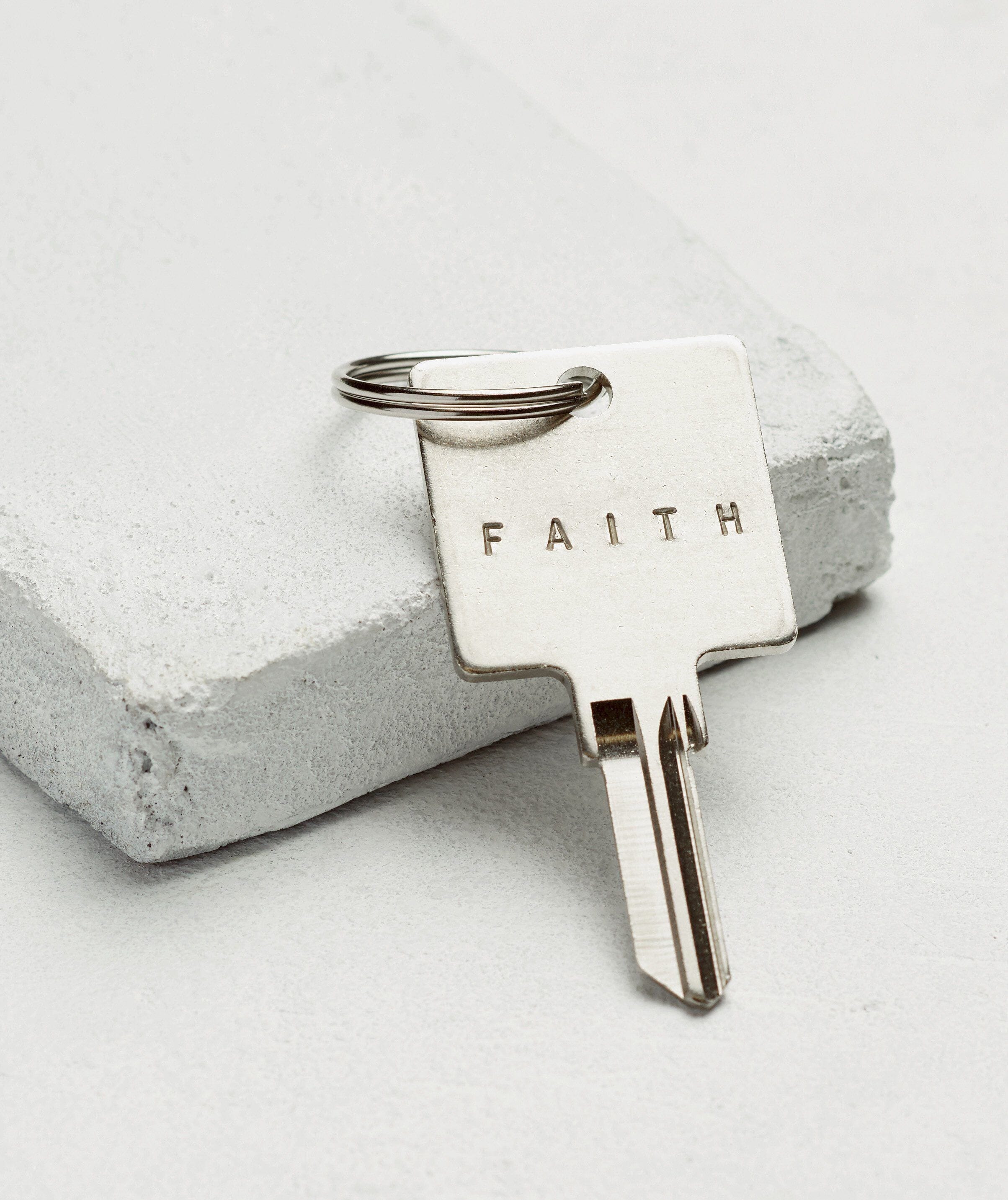 Original Keychain with Custom Hand Engraved Word | The Giving Keys