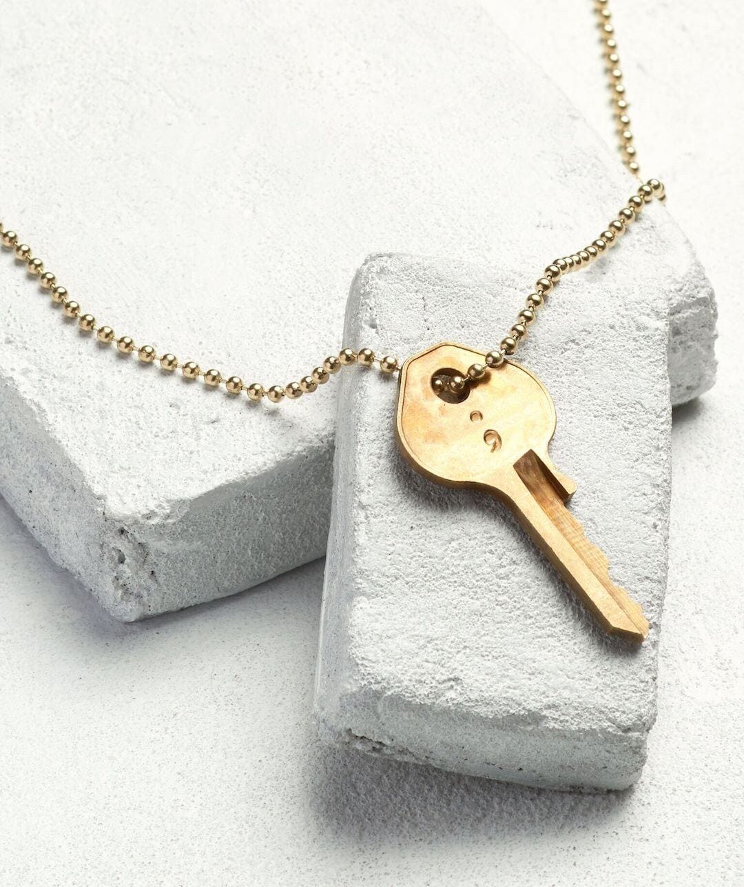 Semicolon Ball Chain Key Necklace with Engravement | The Giving Keys