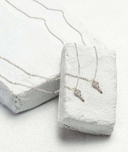 Best Friend Mini Key Necklace Set (2) Necklaces The Giving Keys BELIEVE Silver 