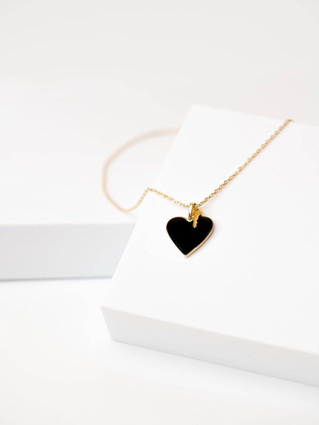Black Enamel Heart and Mini Key Necklace Necklaces The Giving Keys 