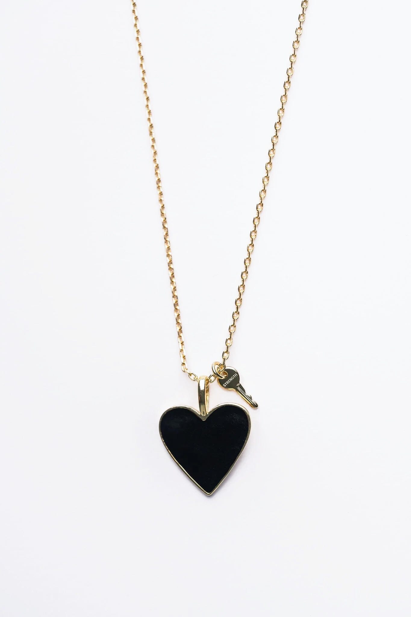 Black Enamel Heart and Mini Key Necklace Necklaces The Giving Keys STRENGTH 
