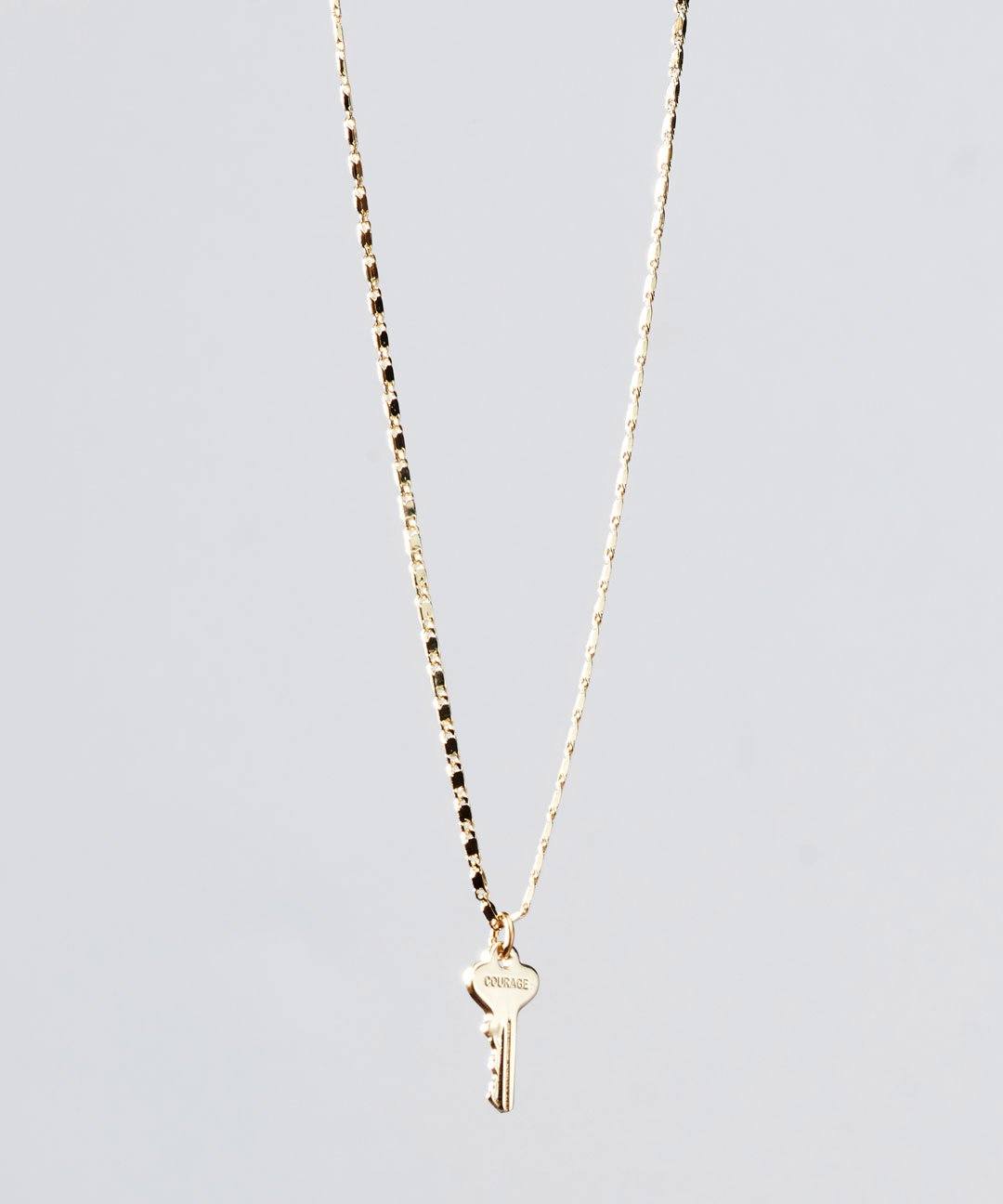 Gold Petite Key Necklace Necklaces The Giving Keys COURAGE GOLD