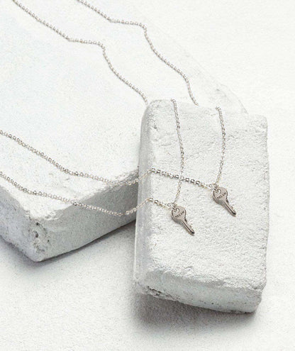 Best Friend Mini Key Necklace Set (2) Necklaces The Giving Keys DREAM Silver 