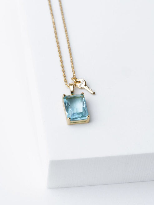 Emerald Cut Gemstone and Mini Key Necklace – The Giving Keys