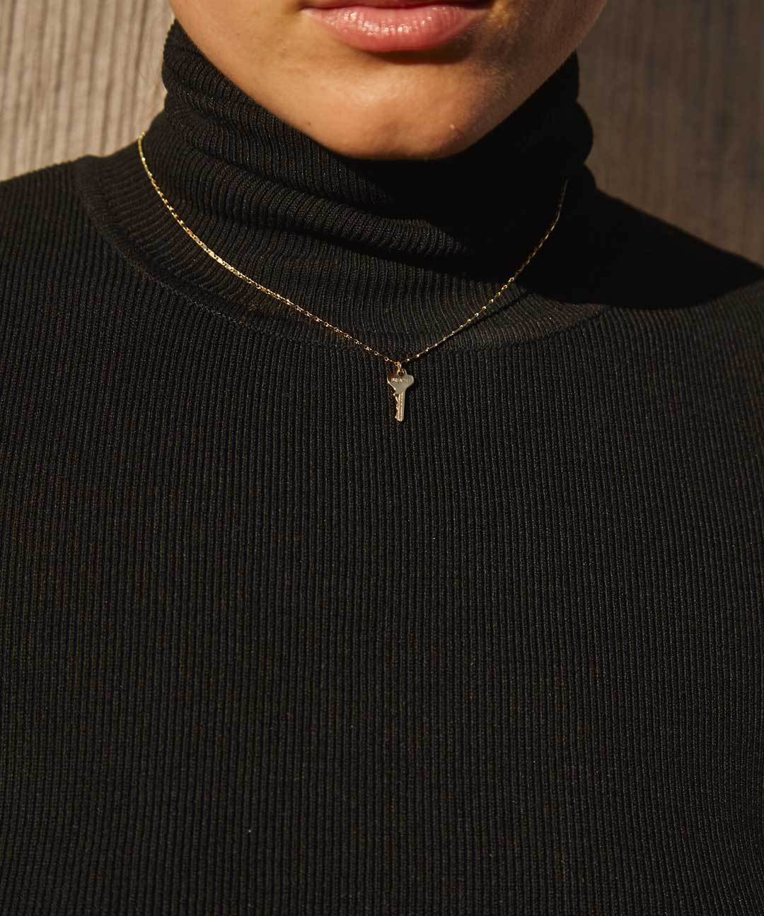 Petite Key Necklace with Hand Engraved Word | The Giving Keys