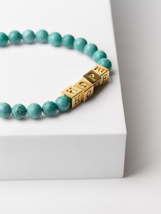 HOPE Turquoise Block Bead Bracelet Bracelets The Giving Keys 