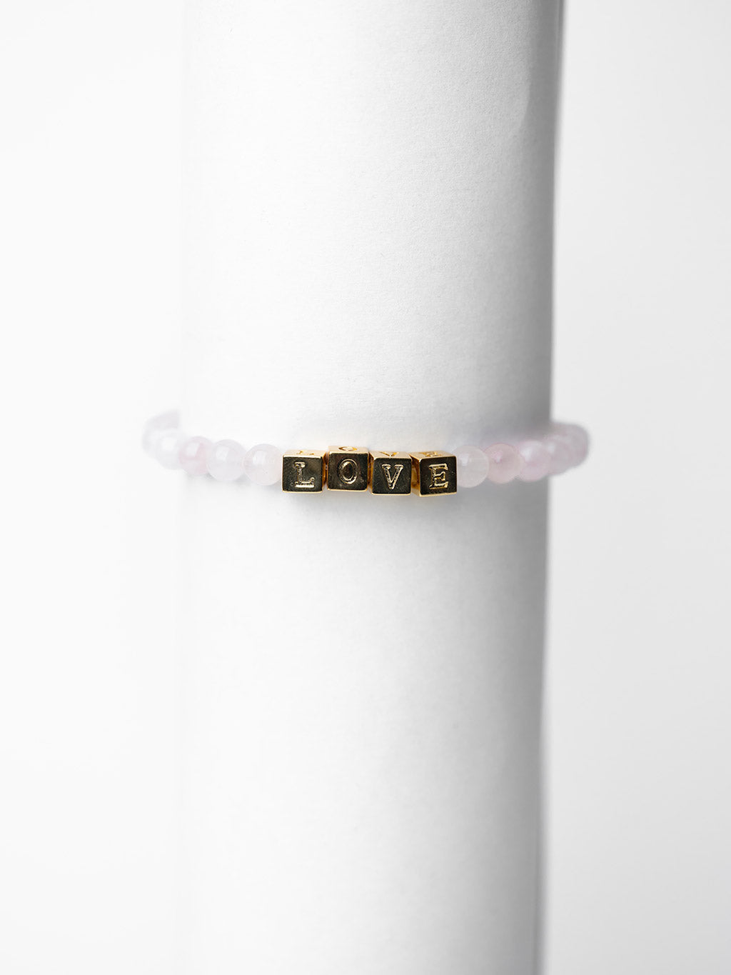 LOVE Rose Quartz Block Bead Bracelet Bracelets The Giving Keys LOVE 