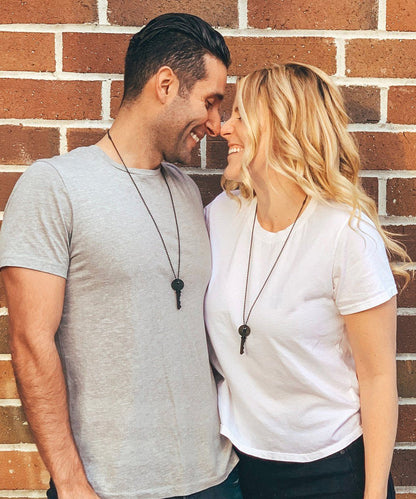 SAME TEAM Matte Black + Gold Dainty Key Necklace Set Necklaces The Giving Keys 