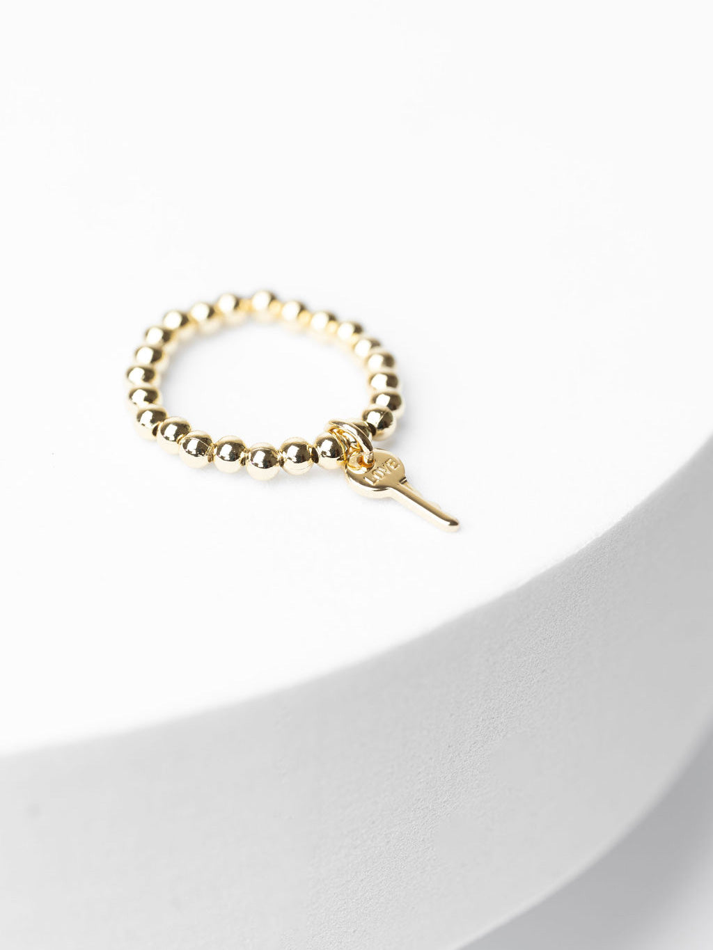 Metallic Bead and Mini Key Ring Bracelets The Giving Keys LOVE GOLD 