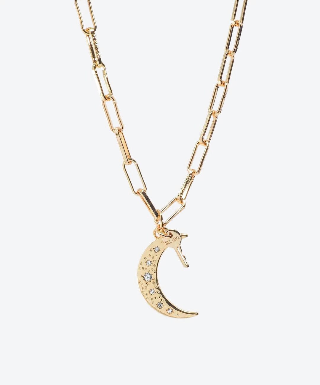 Moon Pendant + Mini Key Necklace Necklaces The Giving Keys Believe GOLD 