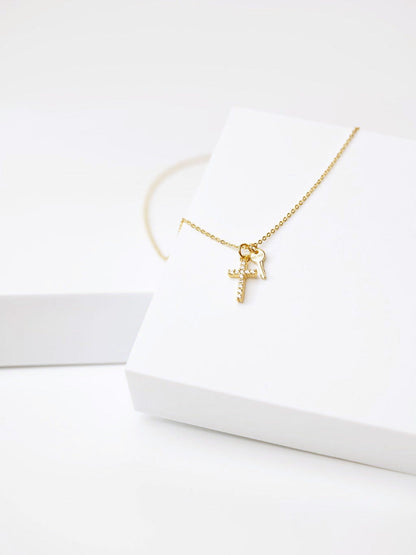 Pavé Mini Cross Necklace Necklaces The Giving Keys 