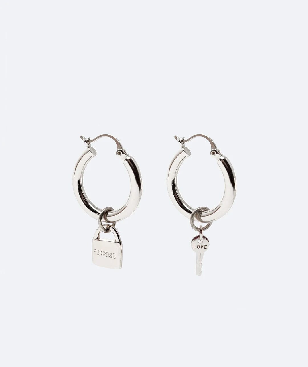 Chunky Hoop Earrings Earrings The Giving Keys LOVE + PURPOSE Silver 