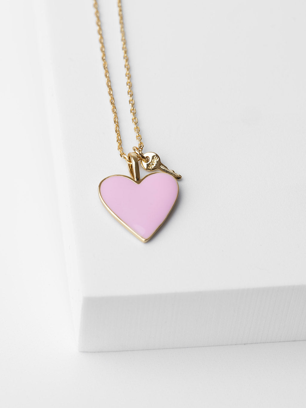 Pink Enamel Heart and Mini Key Necklace Necklaces The Giving Keys HOPE 
