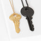 SAME TEAM Matte Black + Gold Dainty Key Necklace Set Necklaces The Giving Keys 