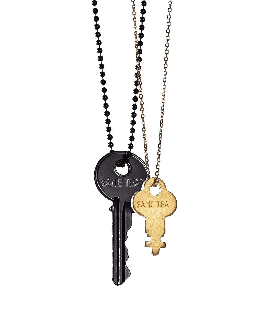 SAME TEAM Matte Black + Gold Dainty Key Necklace Set Necklaces The Giving Keys SAME TEAM BLACK/GOLD 
