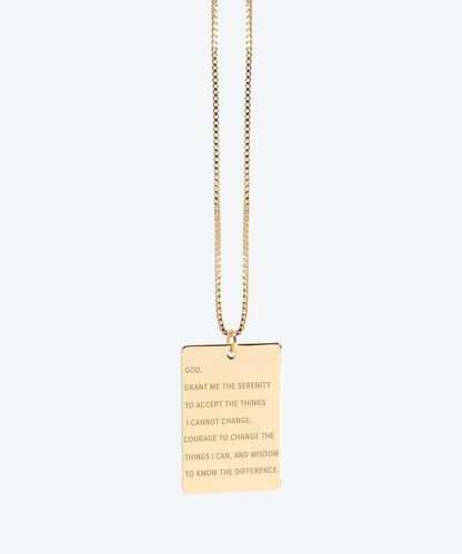 Serenity Prayer Pendant Necklace Necklaces The Giving Keys SERENITY PRAYER GOLD 