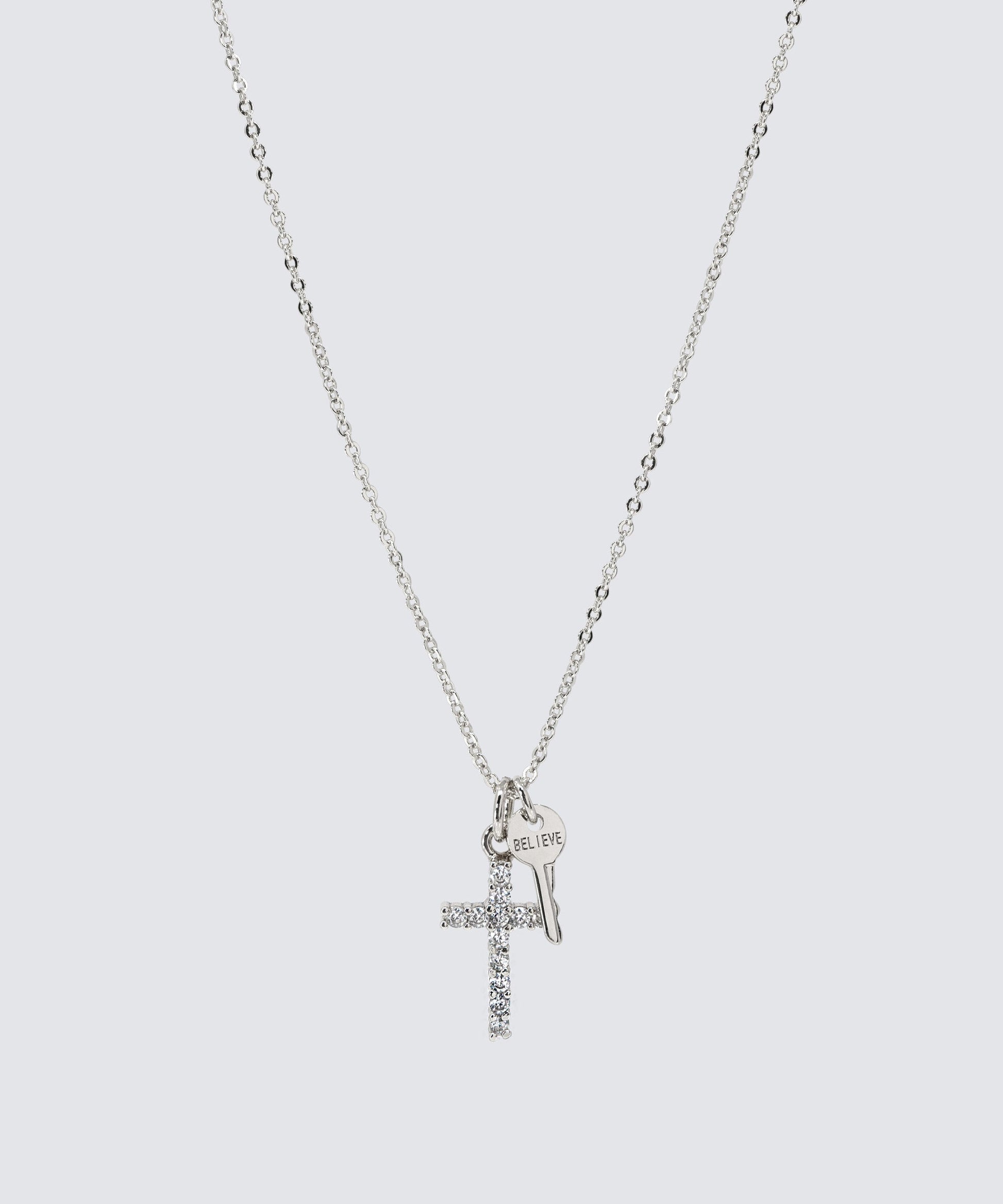 Pavé Mini Cross Necklace Necklaces The Giving Keys SILVER BELIEVE 
