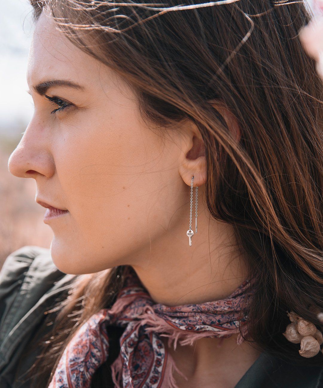 Engraved Mini Key Threader Padlock Earrings The Giving Keys