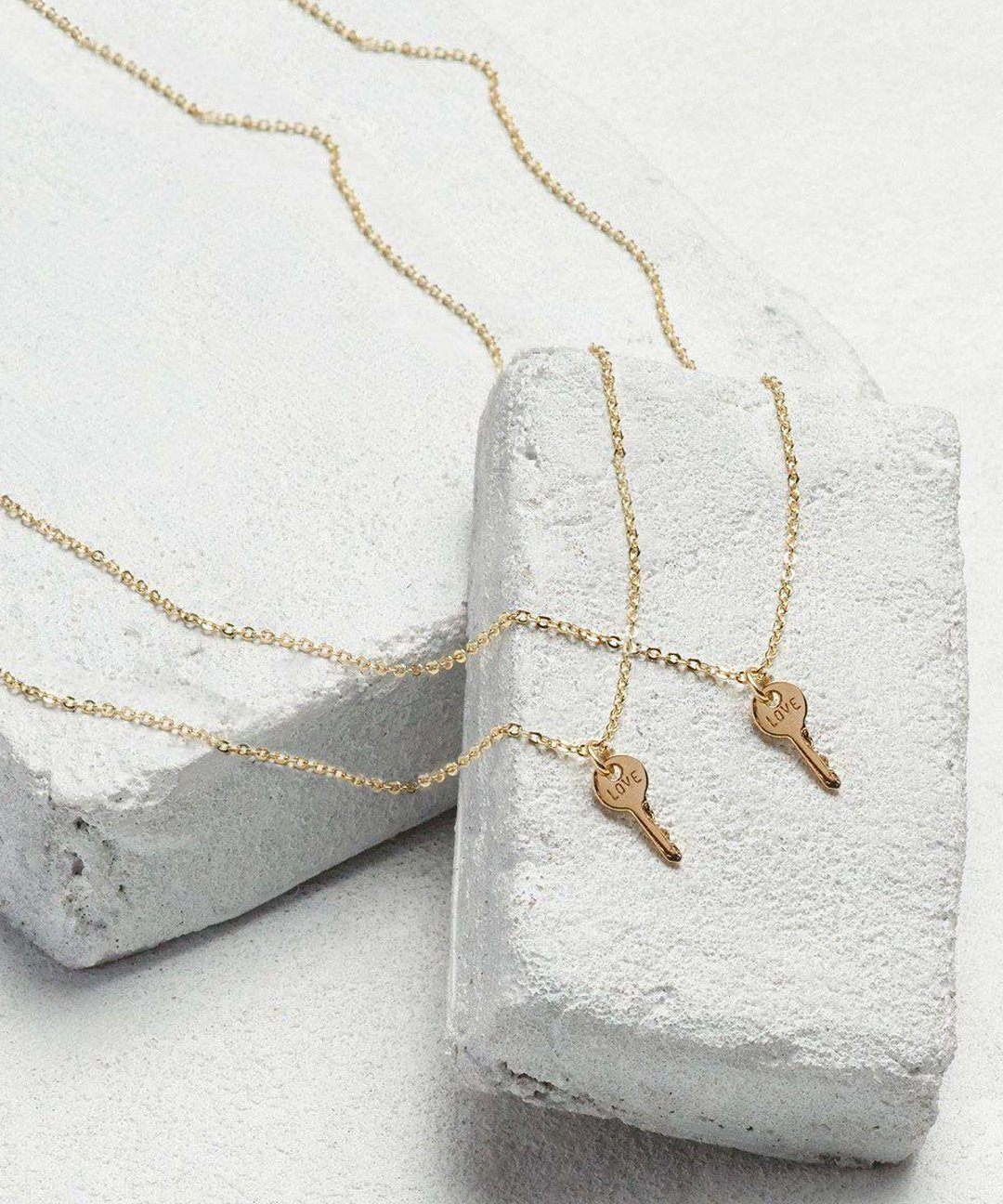 Best Friend Mini Key Necklace Sets Necklaces The Giving Keys LOVE Gold