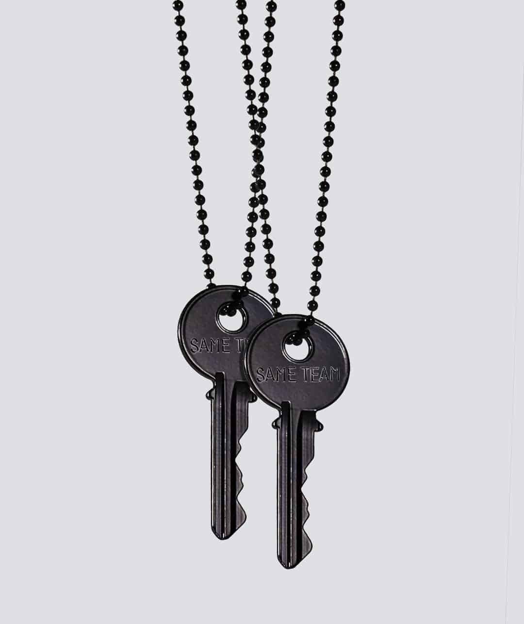 Best Friends Matte Black Key Necklace Set Necklaces The Giving Keys SAME TEAM MATTE BLACK 